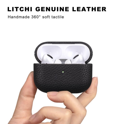 PC and cow leather AirPods Pro case with Lychee pattern design