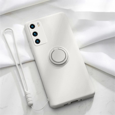 Liquid silicone phone case with ring stand for Huawei 