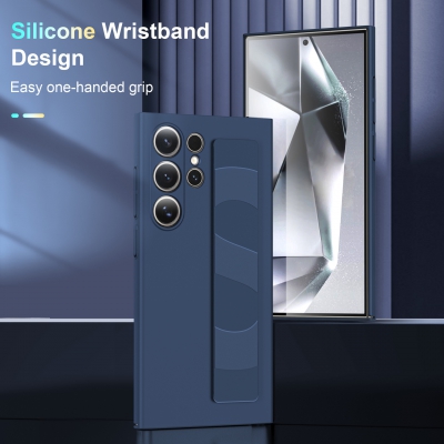 Liquid silicone phone case with all inclusive wrist strap for Samsung