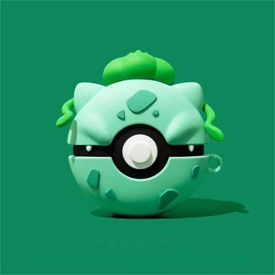 Soft silicone protective case for Airpods with cartoon image Bulbasaur Poké Ball Apple 