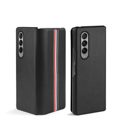 Business PU leather carbon fiber pattern folding Phone Case for Samsung Z Fold 2/3
