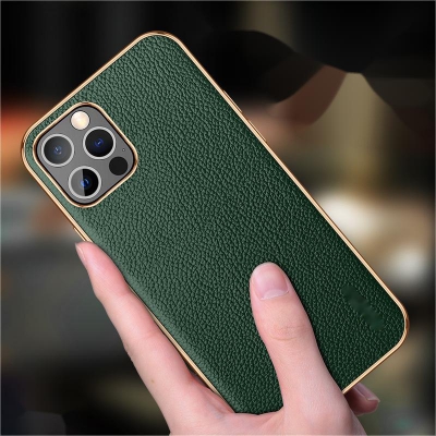 Luxury electroplated TPU phone case with imitation leather for Iphone shockproof full protection