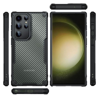 Transparent Carbon brazing pattern TPU plus PC Protective case for Samsung shockproof full protection