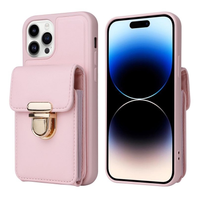 Crossbody imitation leather phone case with card storage and lock buckle for Iphone