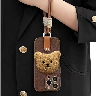 3D bear Silicone crossbody phone case for Iphone